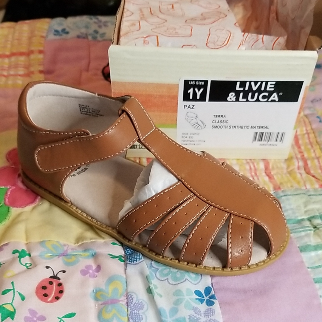 Livie & Luca Kids Brown Close Toe Sandals Htf Size 2y "Paz" In Terra Tan